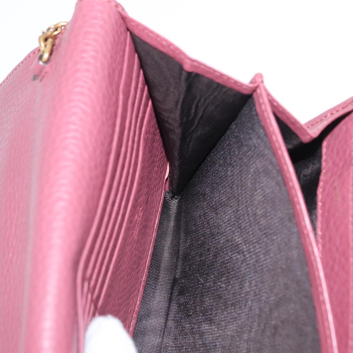 GUCCI GG Marmont Chain Shoulder Bag Leather Pink Gold 401232 Auth ka1546SAV