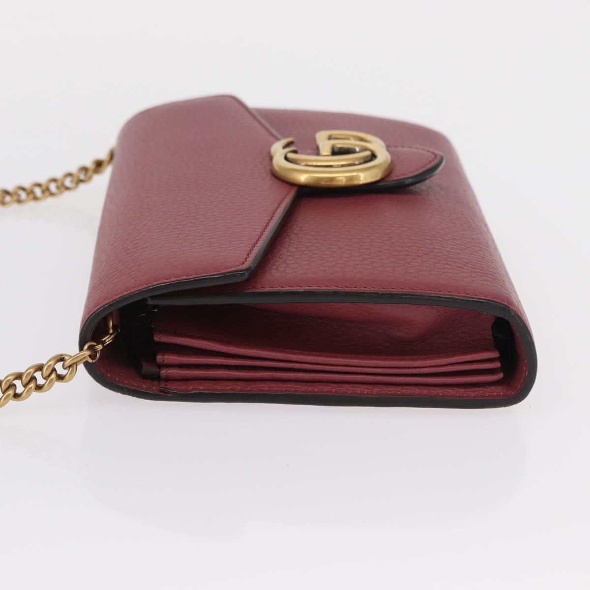 GUCCI GG Marmont Chain Shoulder Bag Leather Pink Gold 401232 Auth ka1546SAV