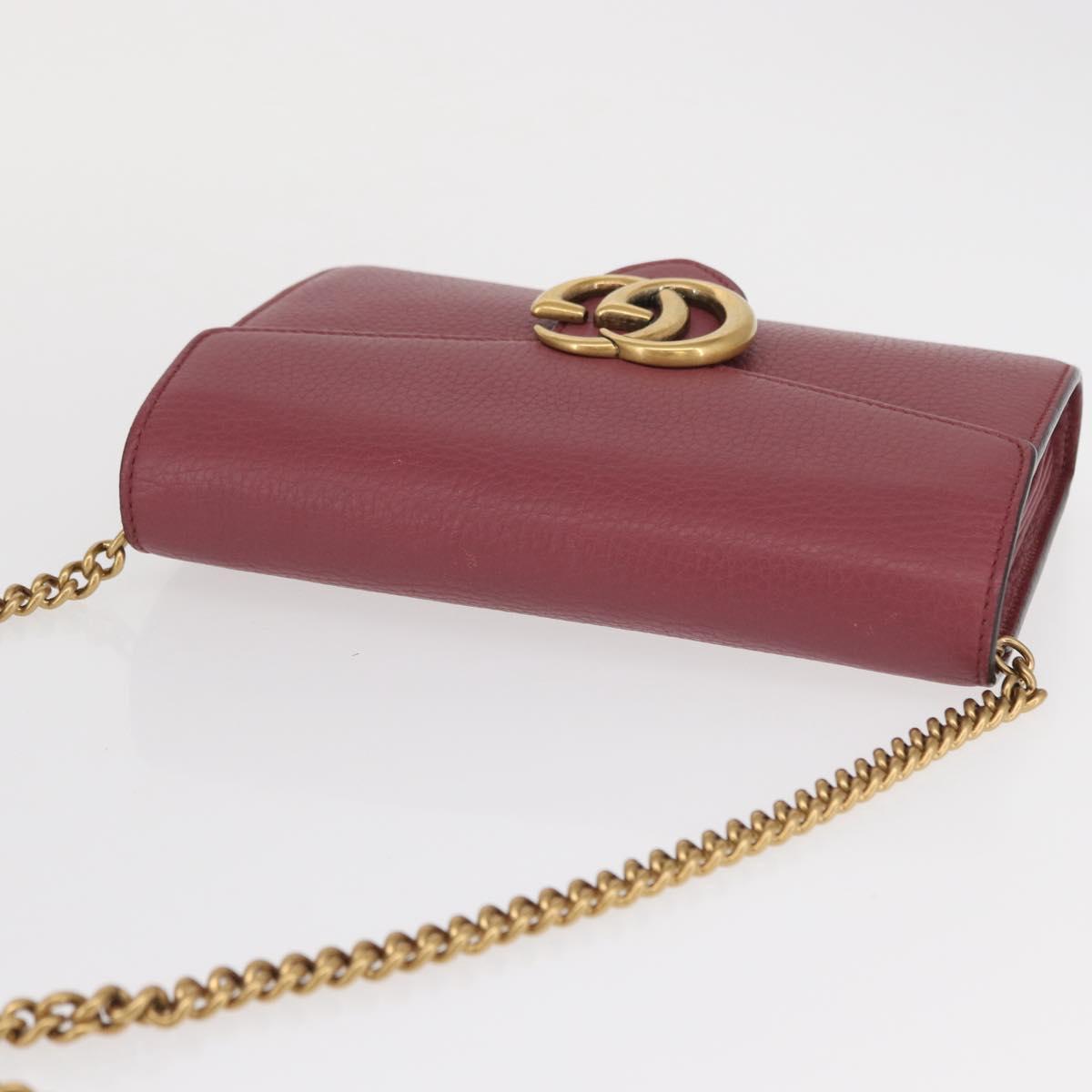GUCCI GG Marmont Chain Shoulder Bag Leather Pink Gold 401232 Auth ka1546SAV
