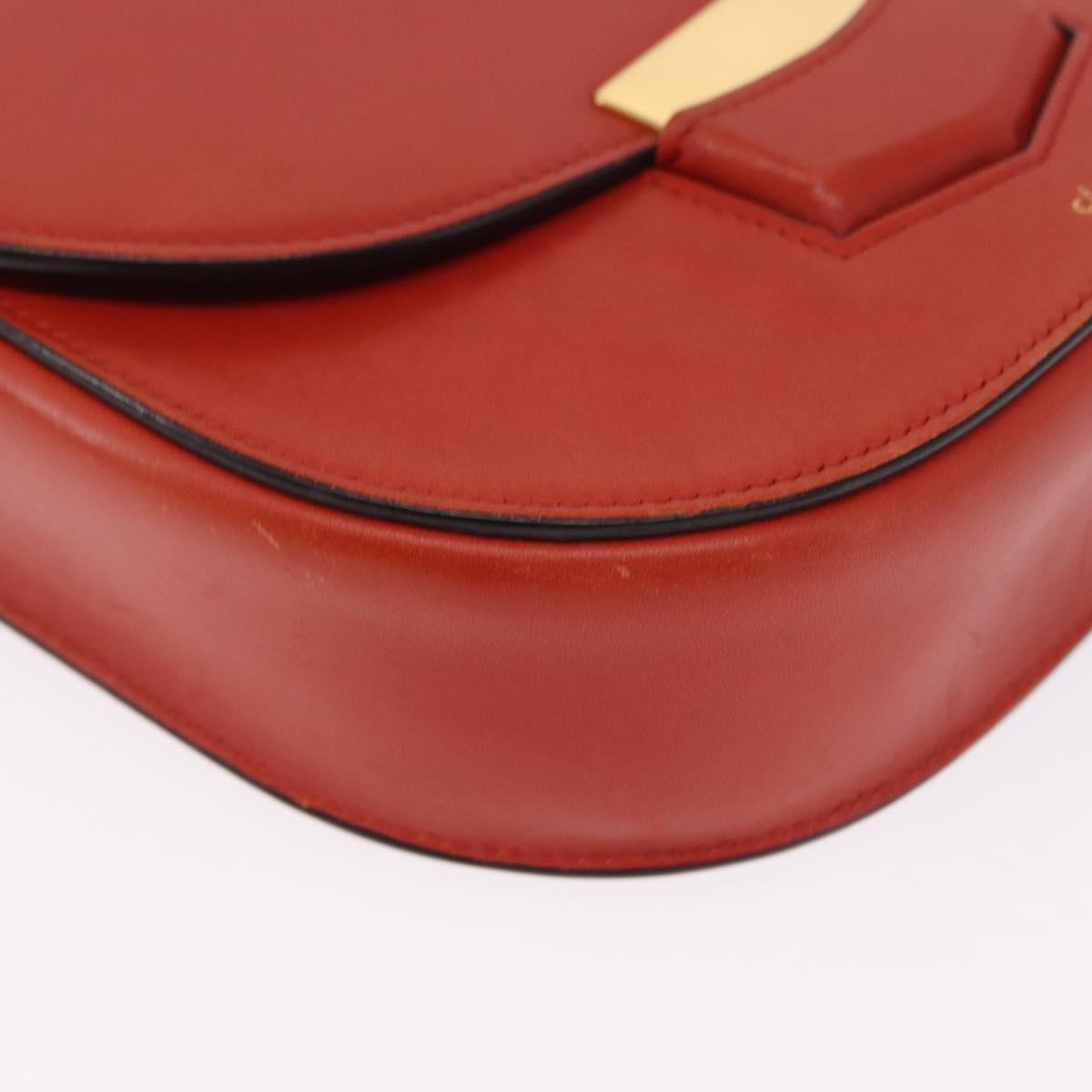 CELINE Shoulder Bag Leather Orange Gold Auth ka1547
