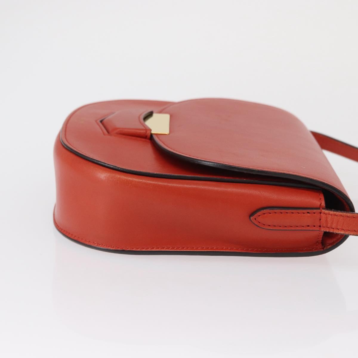 CELINE Shoulder Bag Leather Orange Gold Auth ka1547