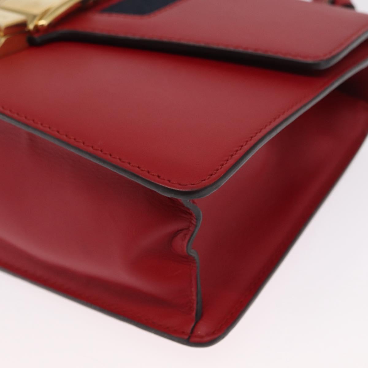 GUCCI Silvi Sherry Line Shoulder Bag Leather 2way Red Gold 421882 Auth ka1549