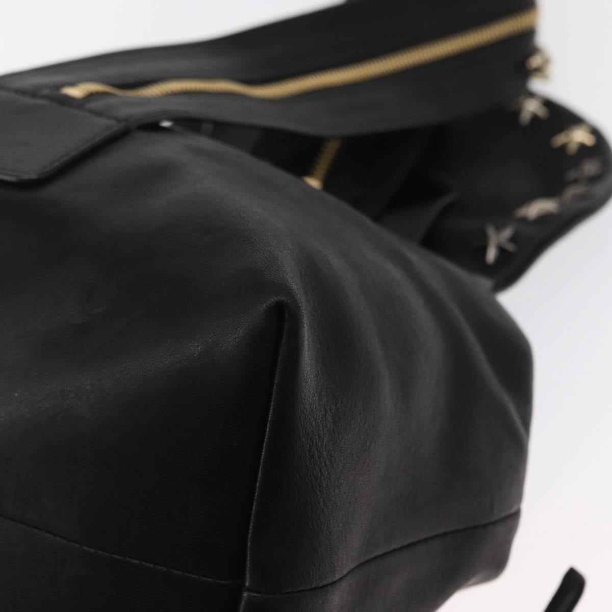 Jimmy Choo Studs Backpack Leather Black Gold Auth ka1552