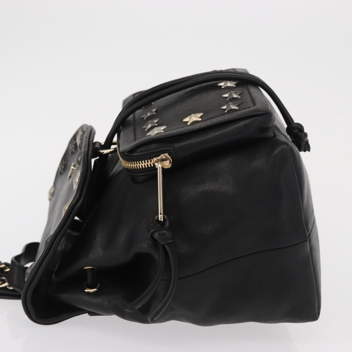 Jimmy Choo Studs Backpack Leather Black Gold Auth ka1552
