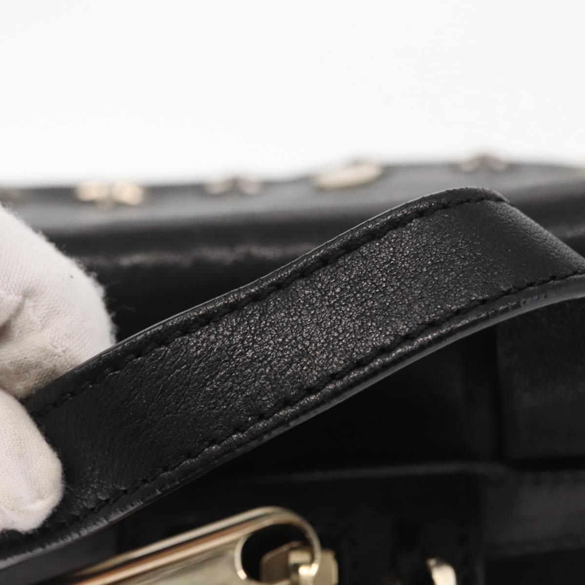 Jimmy Choo Studs Backpack Leather Black Gold Auth ka1552