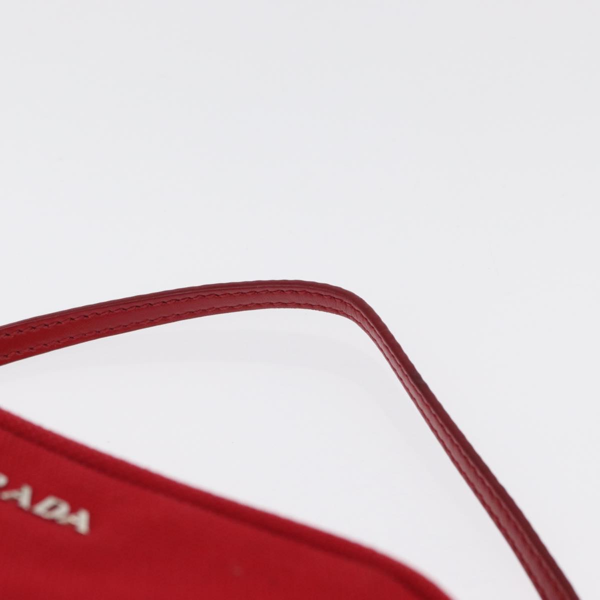 PRADA Accessory Pouch Canvas Red Silver Auth ka1557