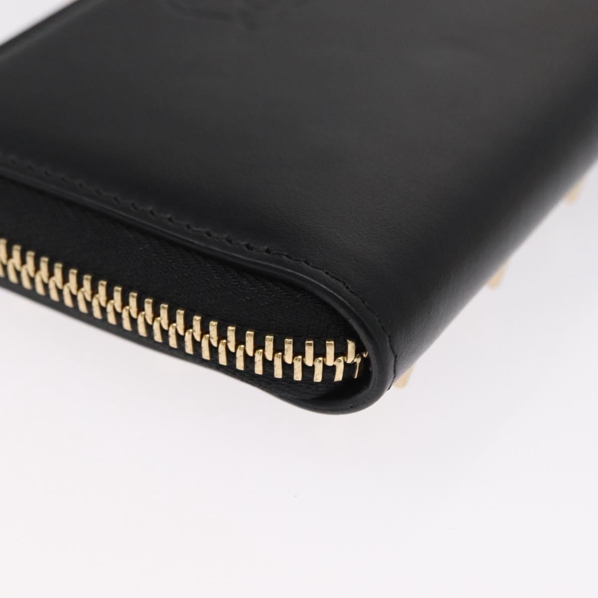 Christian Louboutin Studs Panettone Coin Purse Leather Black Auth ka1561M