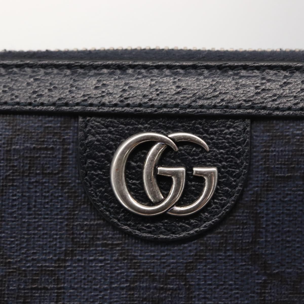 GUCCI GG Marmont GG Supreme Long Wallet PVC Navy 706844 Auth ka1568M