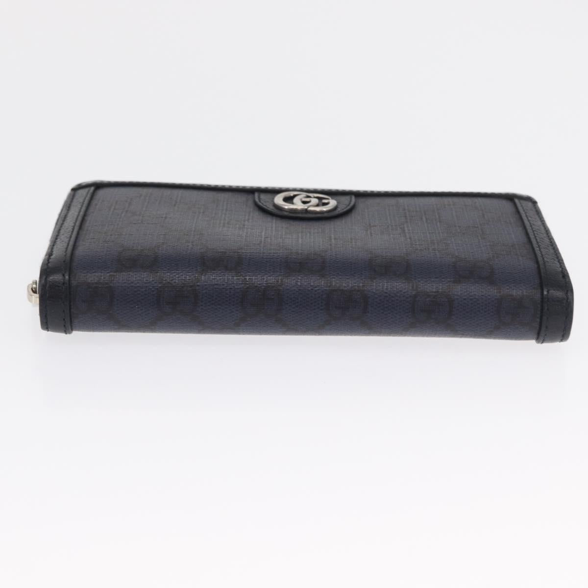 GUCCI GG Marmont GG Supreme Long Wallet PVC Navy 706844 Auth ka1568M