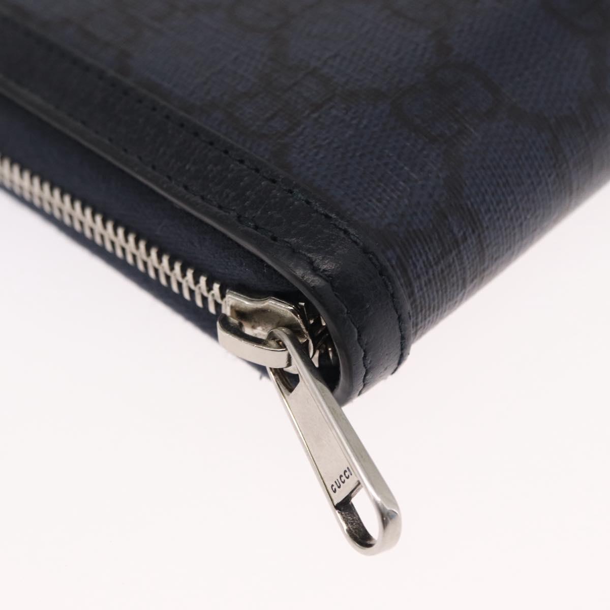 GUCCI GG Marmont GG Supreme Long Wallet PVC Navy 706844 Auth ka1568M