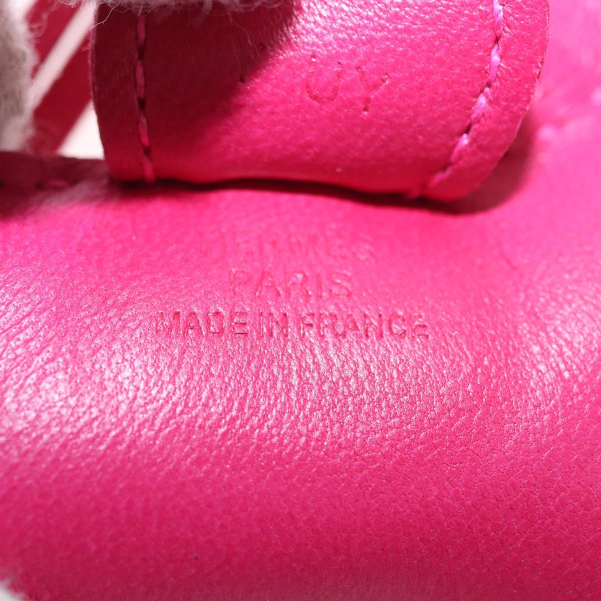 HERMES Rodeo Charm PM Charm Leather Pink Auth ka1569M