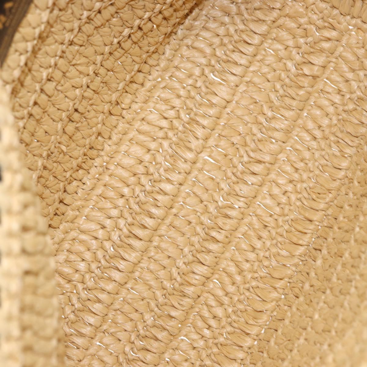 PRADA Hand Bag Straw Leather 2way Beige Black Auth ka156AV