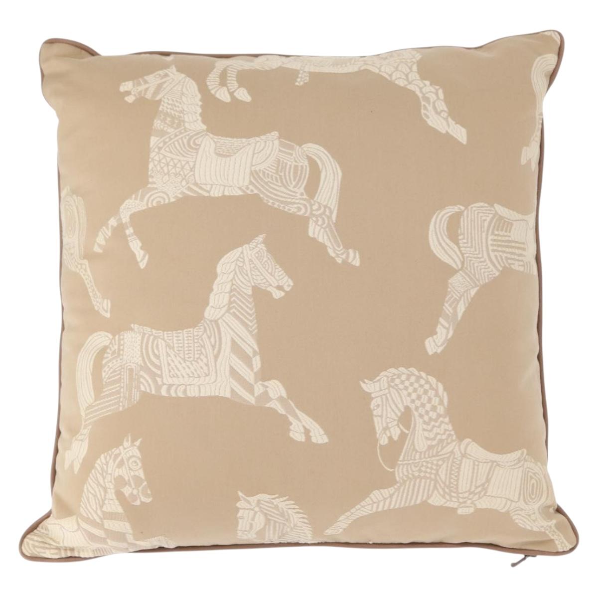 HERMES Cushion Cotton Beige Auth ka157