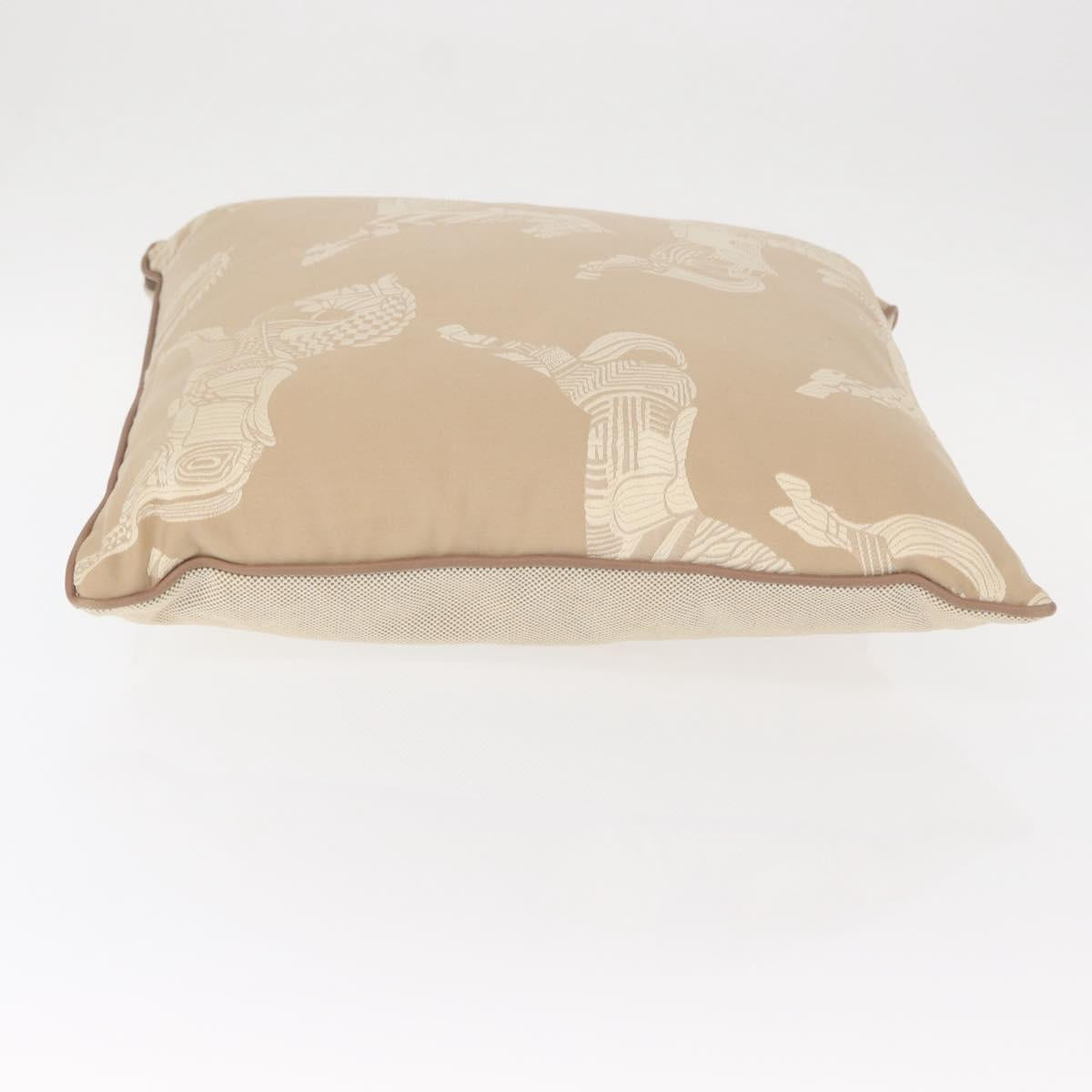 HERMES Cushion Cotton Beige Auth ka157