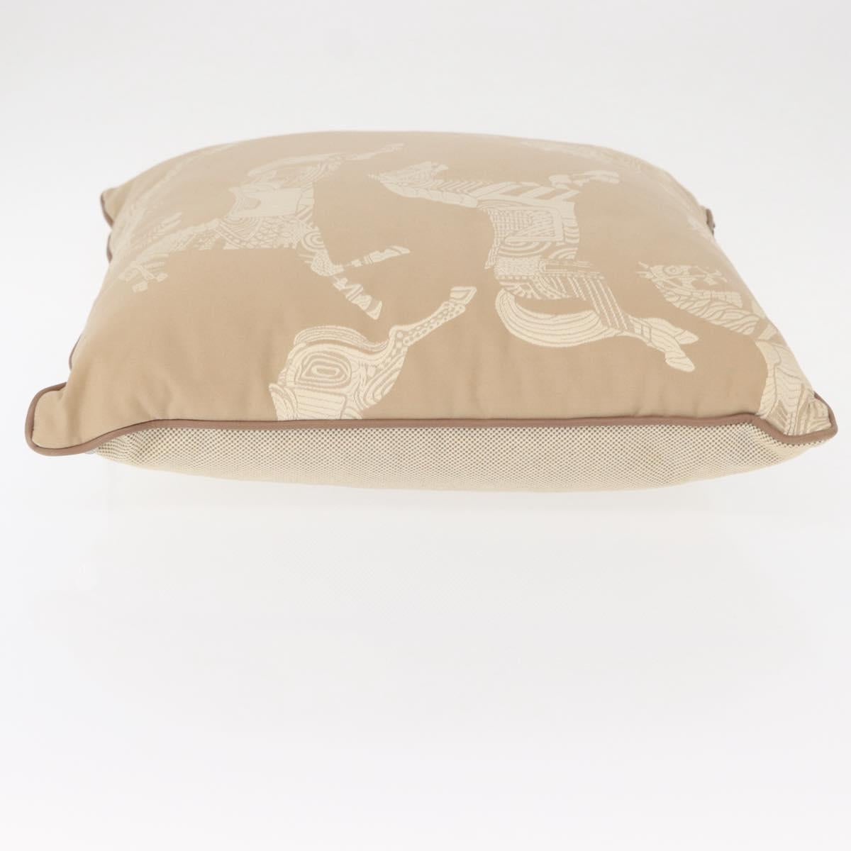 HERMES Cushion Cotton Beige Auth ka157