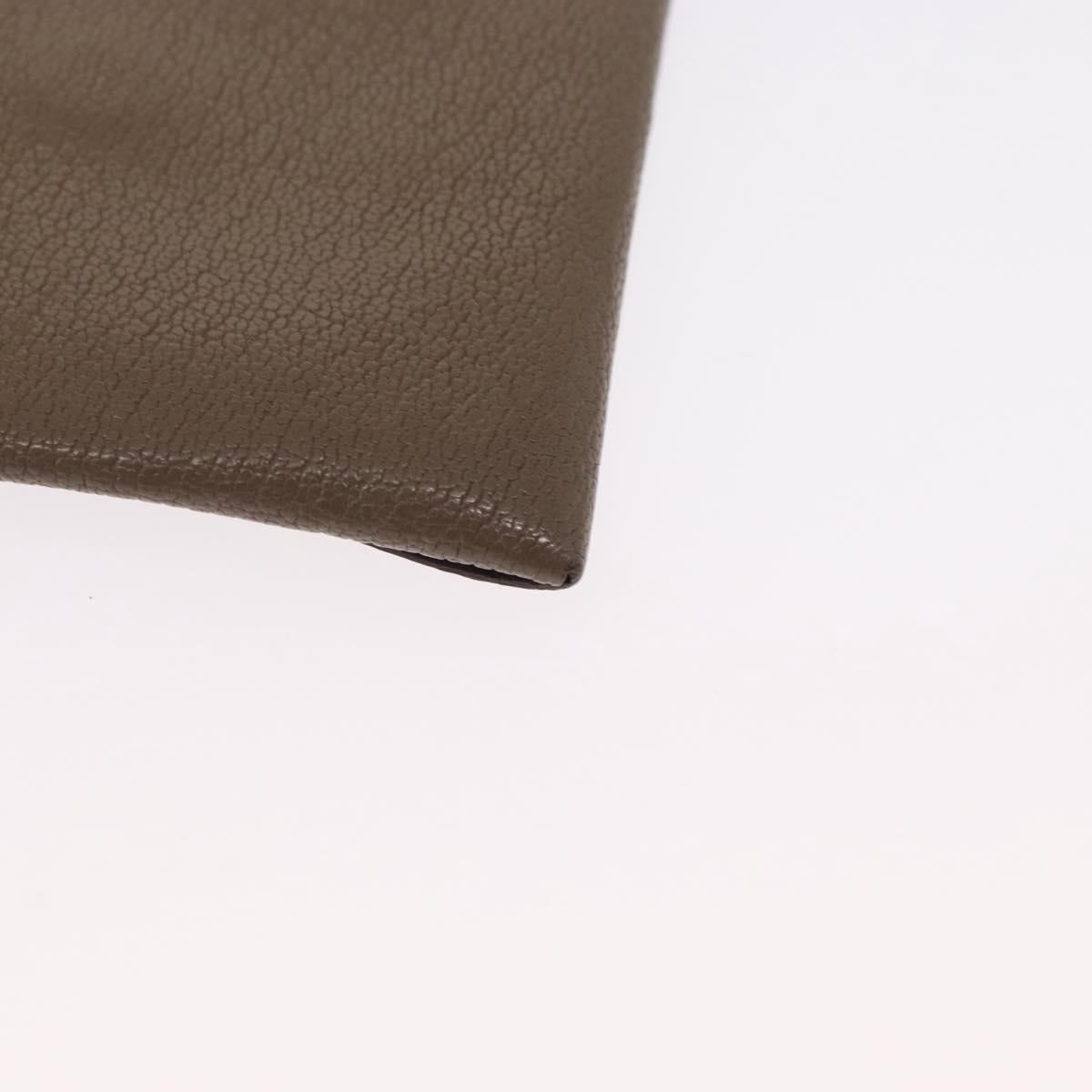 HERMES Coin Purse Leather Beige Silver Auth ka1572