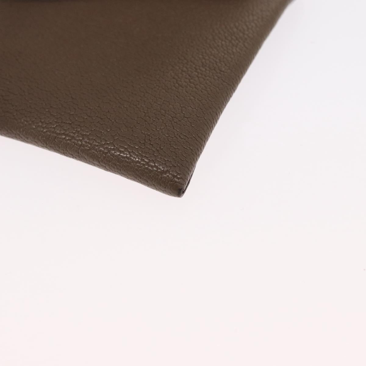 HERMES Coin Purse Leather Beige Silver Auth ka1572