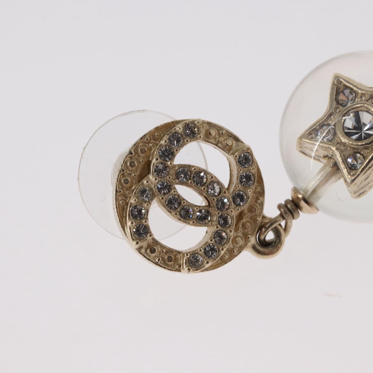 CHANEL COCO Mark Pierce Earring metal Gold CC Auth ka1574
