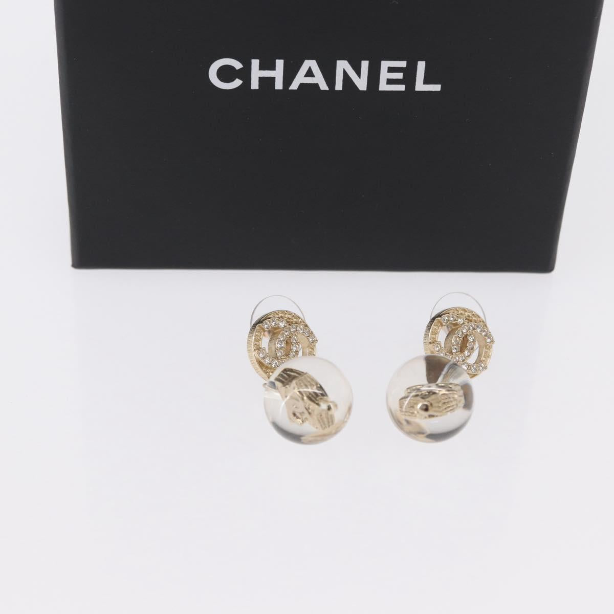 CHANEL COCO Mark Pierce Earring metal Gold CC Auth ka1574