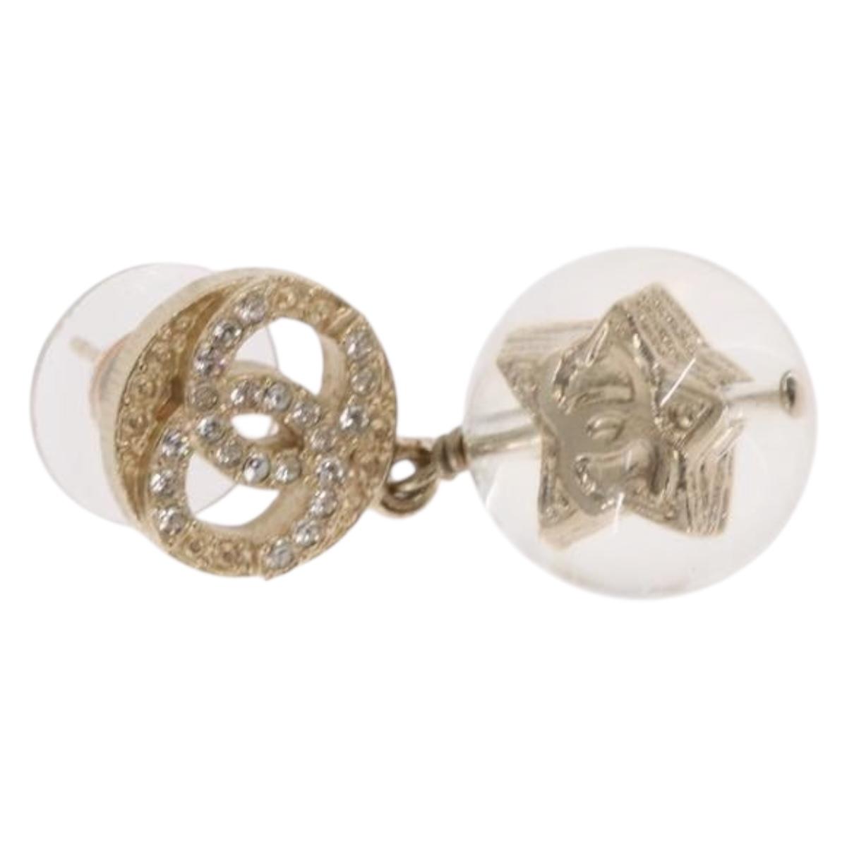 CHANEL COCO Mark Pierce Earring metal Gold CC Auth ka1574