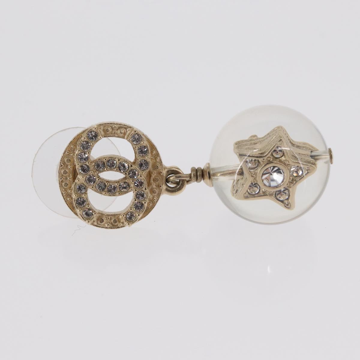 CHANEL COCO Mark Pierce Earring metal Gold CC Auth ka1574