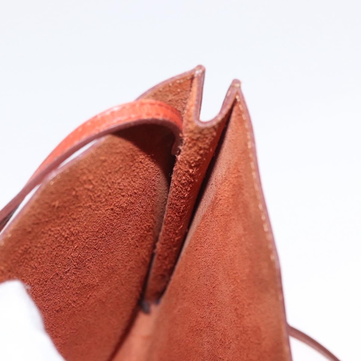 HERMES Onimetu Shoulder Bag Leather Brown Auth ka1579