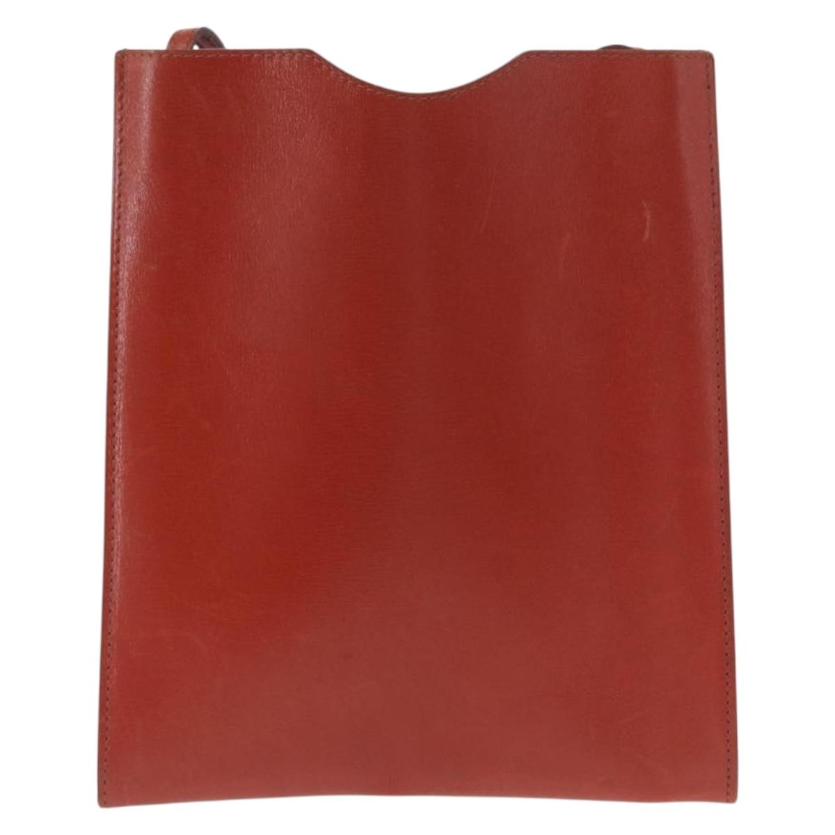 HERMES Onimetu Shoulder Bag Leather Brown Auth ka1579