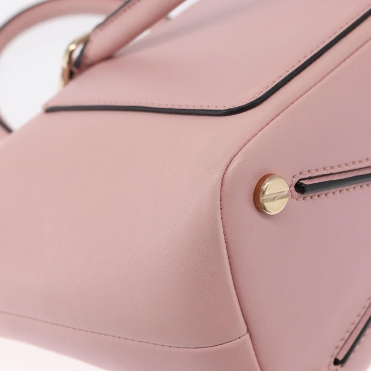 VALENTINO Hand Bag Leather 2way Pink Gold Auth ka1580