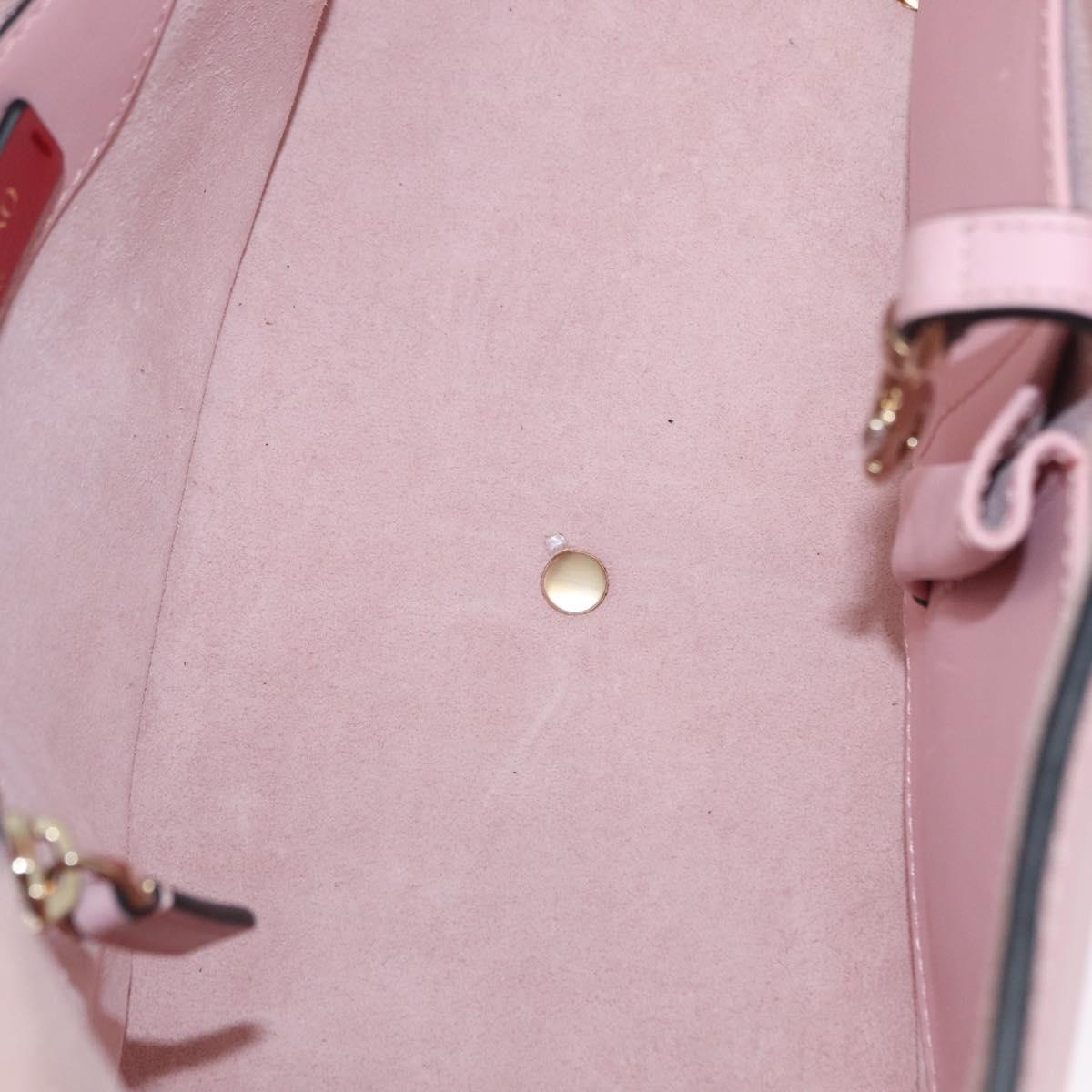 VALENTINO Hand Bag Leather 2way Pink Gold Auth ka1580