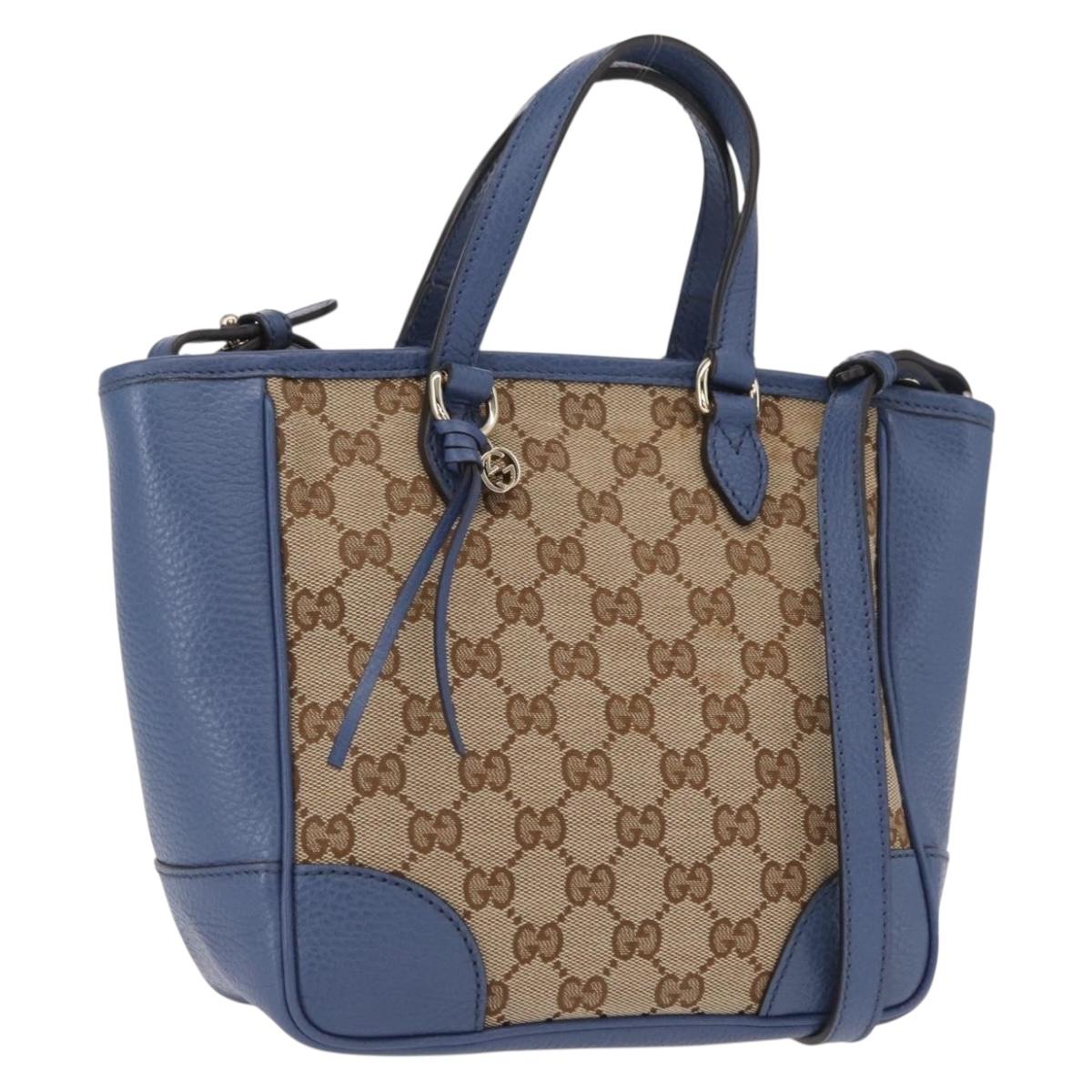 GUCCI GG Canvas Brie Hand Bag Outlet 2way Beige Gold 449241 Auth ka1584