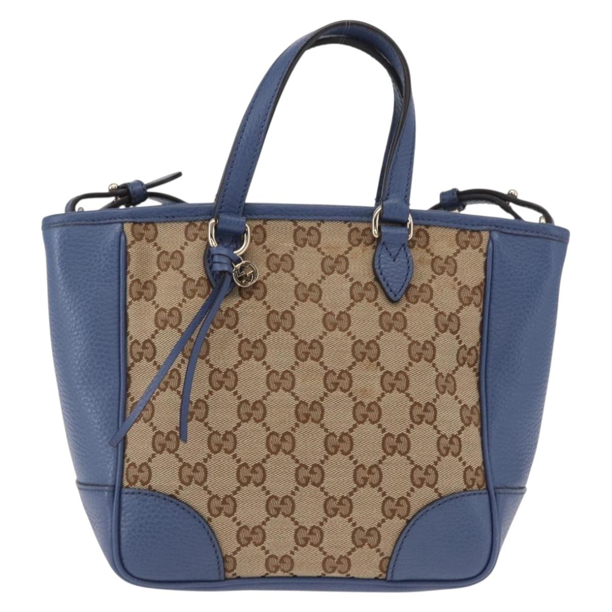 GUCCI GG Canvas Brie Hand Bag Outlet 2way Beige Gold 449241 Auth ka1584
