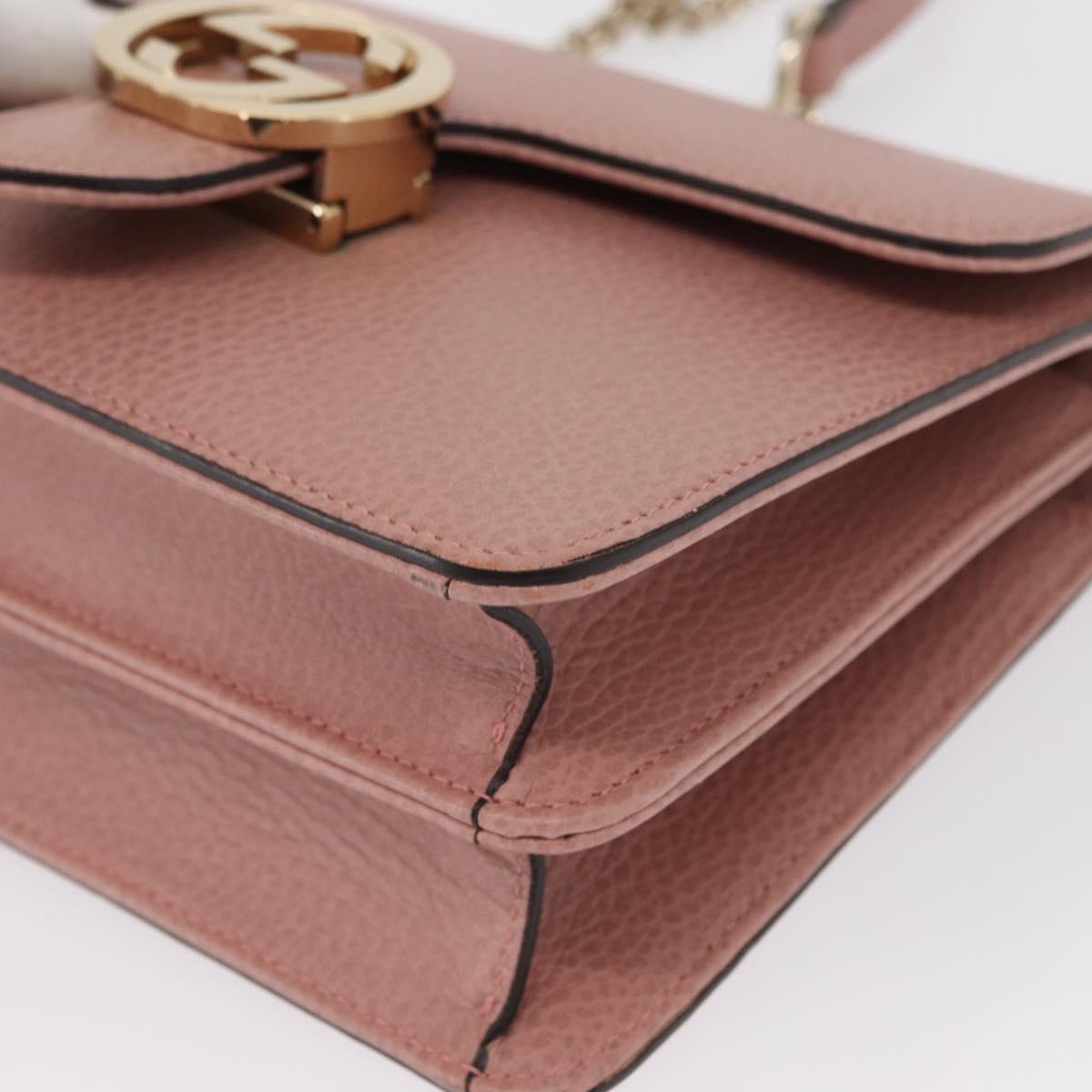 GUCCI Interlocking Chain Shoulder Bag Leather Pink Gold 510304 Auth ka1595M