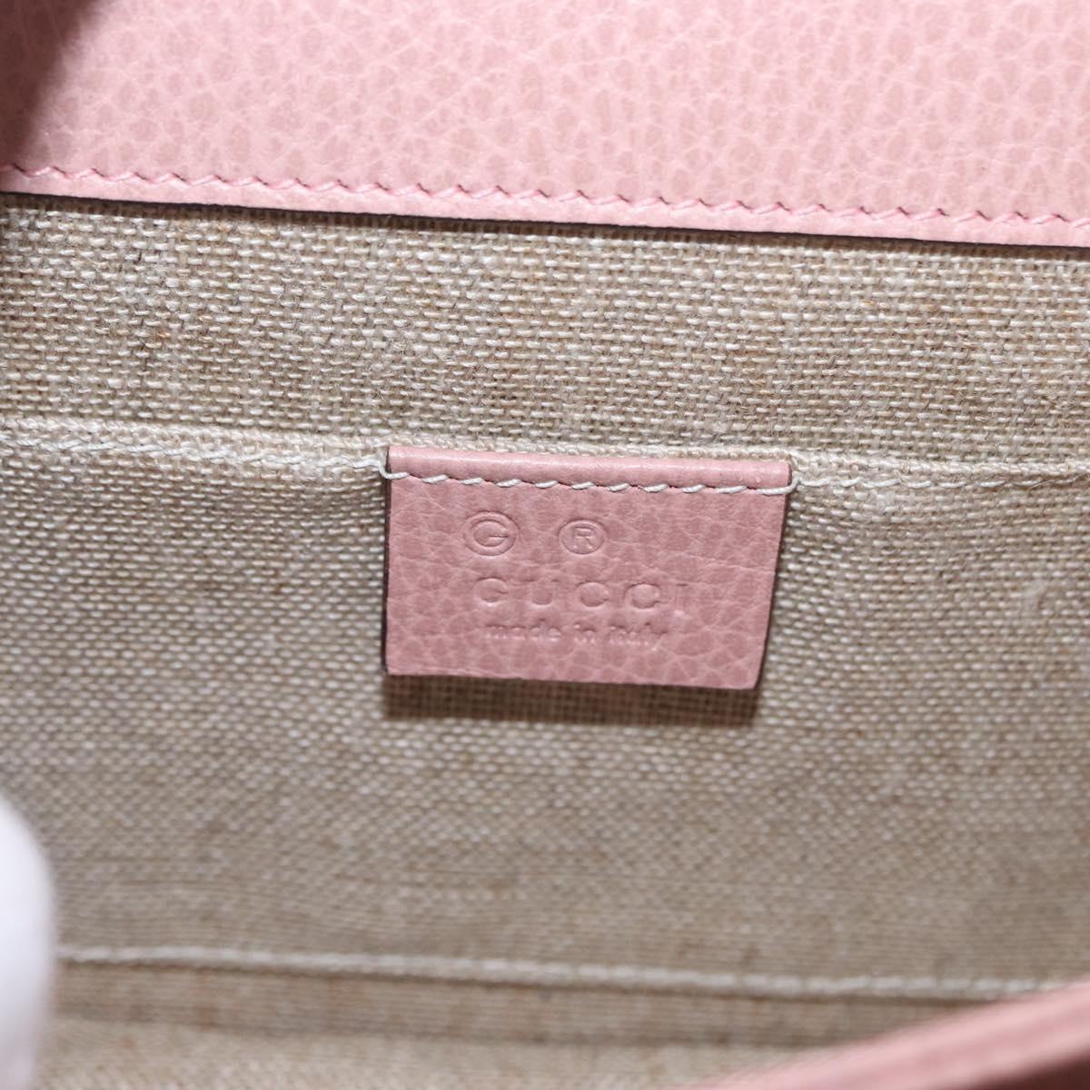 GUCCI Interlocking Chain Shoulder Bag Leather Pink Gold 510304 Auth ka1595M