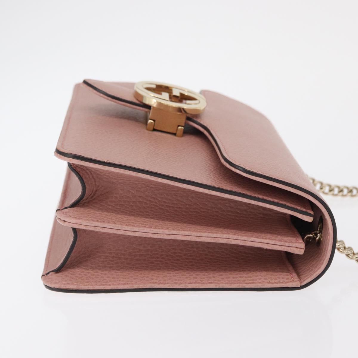 GUCCI Interlocking Chain Shoulder Bag Leather Pink Gold 510304 Auth ka1595M
