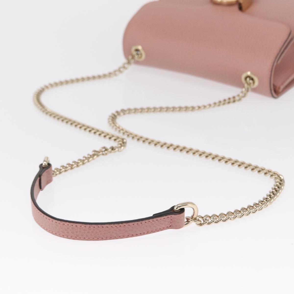 GUCCI Interlocking Chain Shoulder Bag Leather Pink Gold 510304 Auth ka1595M