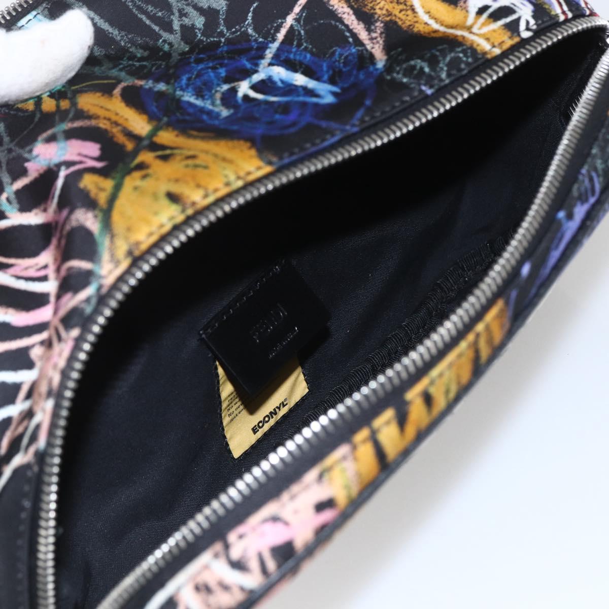 FENDI Waist bag Nylon Leather Multicolor Silver Auth ka1596SAM