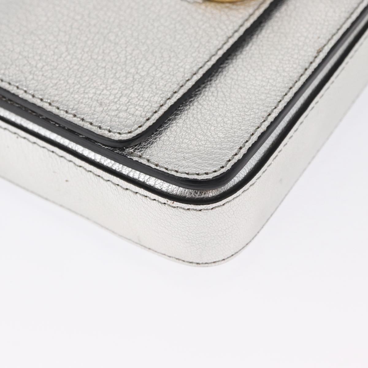 BURBERRY Chain Shoulder Bag Leather Gold Silver Auth ka1604M