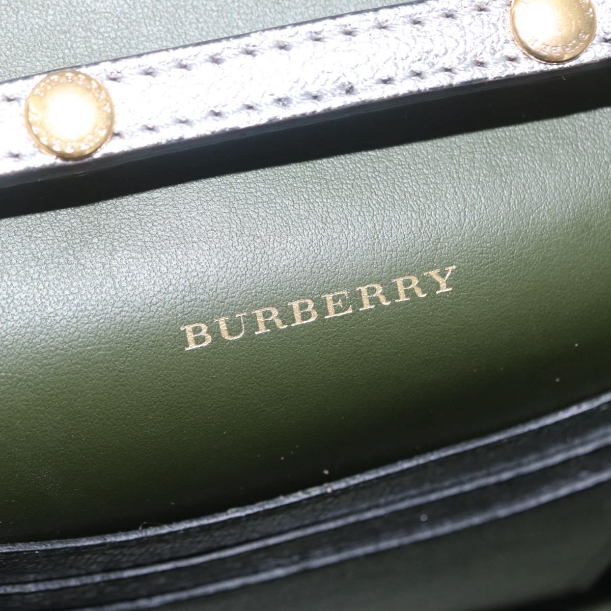BURBERRY Chain Shoulder Bag Leather Gold Silver Auth ka1604M