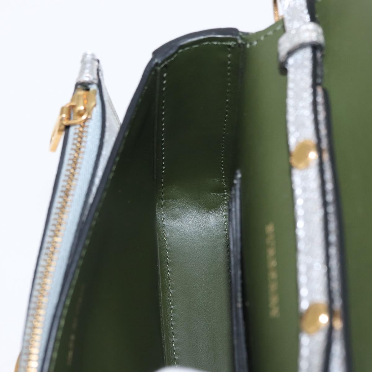 BURBERRY Chain Shoulder Bag Leather Gold Silver Auth ka1604M