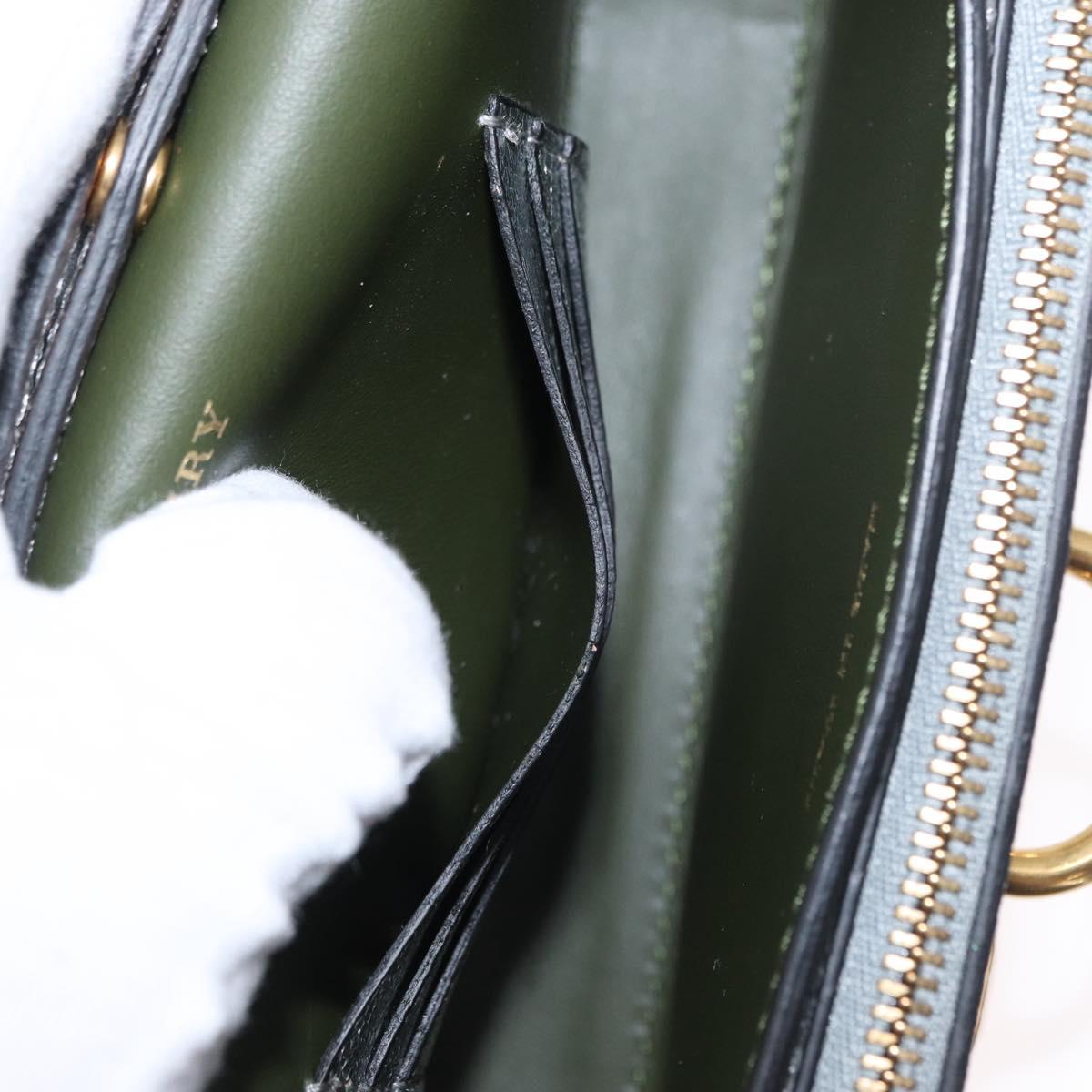 BURBERRY Chain Shoulder Bag Leather Gold Silver Auth ka1604M