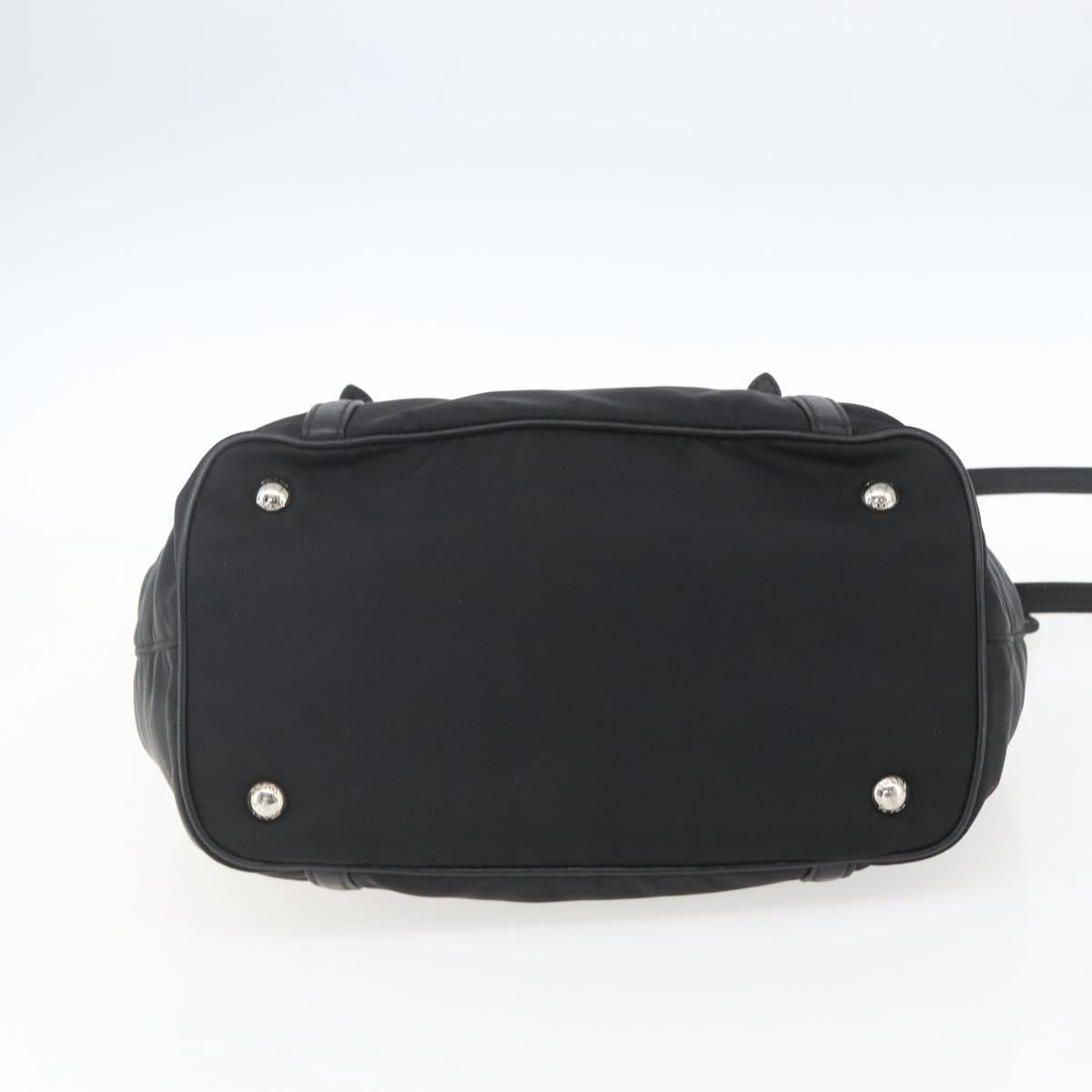 PRADA Hand Bag Nylon 2way Black Silver Auth ka1605V