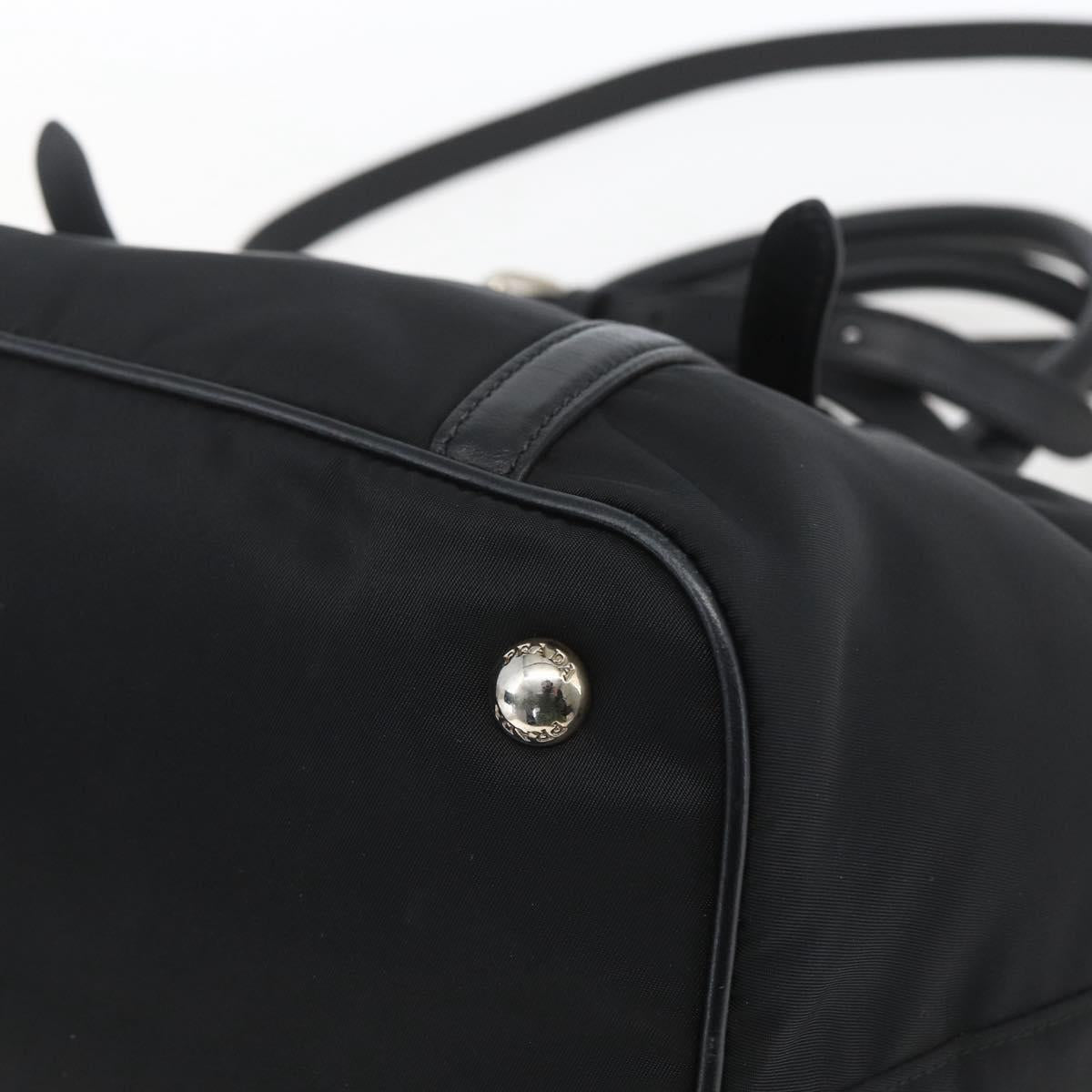 PRADA Hand Bag Nylon 2way Black Silver Auth ka1605V