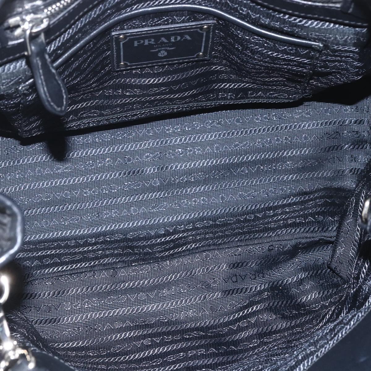 PRADA Hand Bag Nylon 2way Black Silver Auth ka1605V