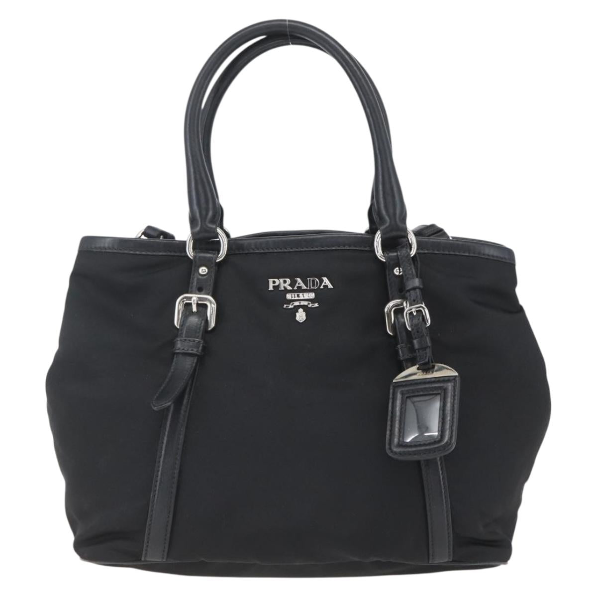 PRADA Hand Bag Nylon 2way Black Silver Auth ka1605V