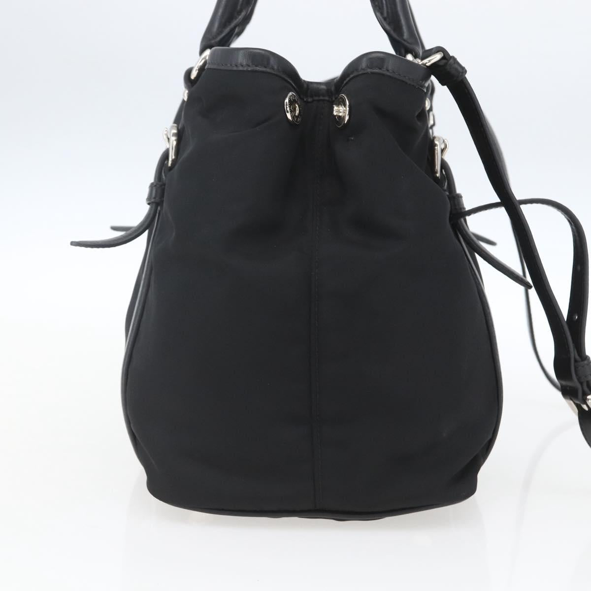 PRADA Hand Bag Nylon 2way Black Silver Auth ka1605V
