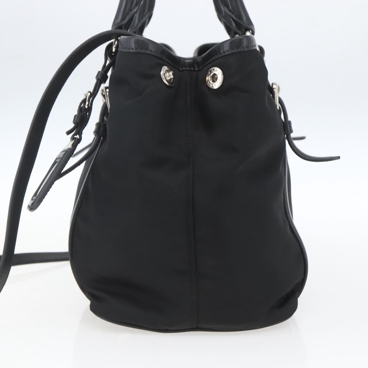 PRADA Hand Bag Nylon 2way Black Silver Auth ka1605V