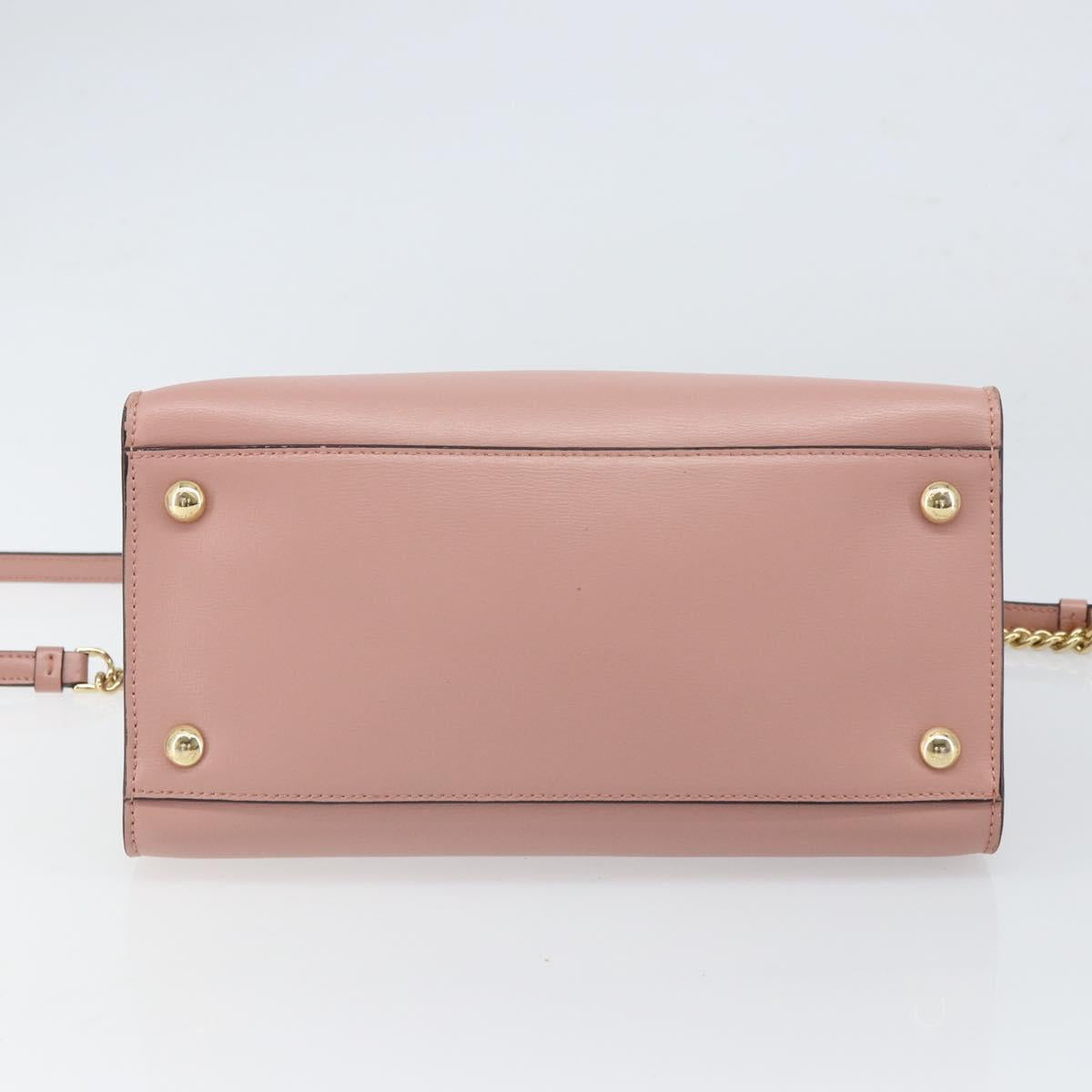 Salvatore Ferragamo Vala Hand Bag Leather 2way Pink Gold Auth ka1614