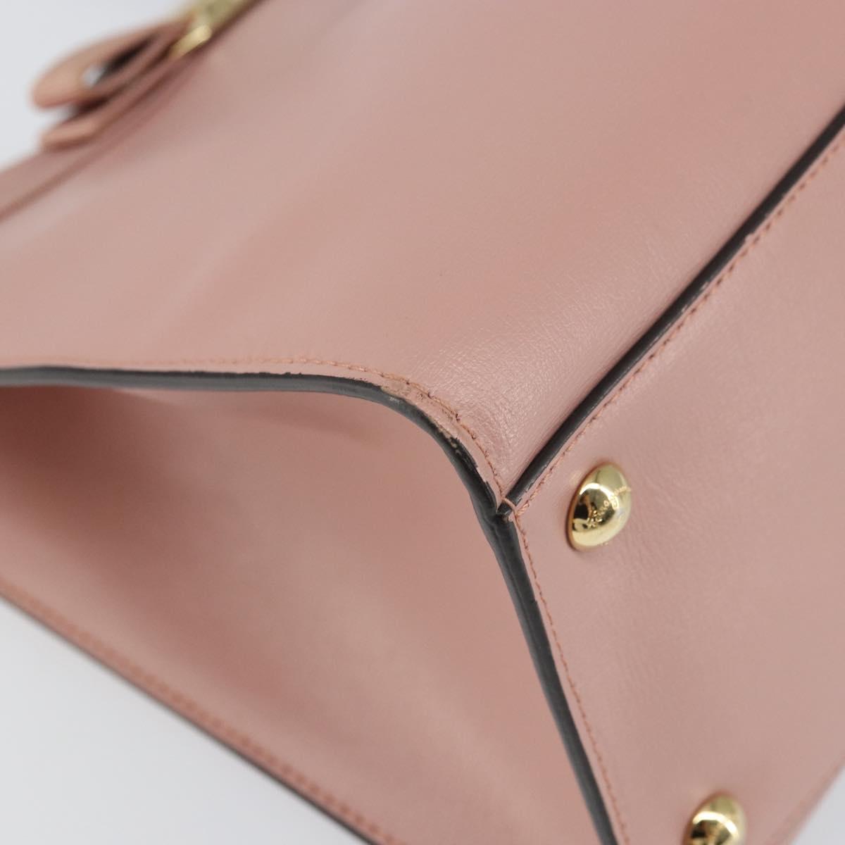 Salvatore Ferragamo Vala Hand Bag Leather 2way Pink Gold Auth ka1614