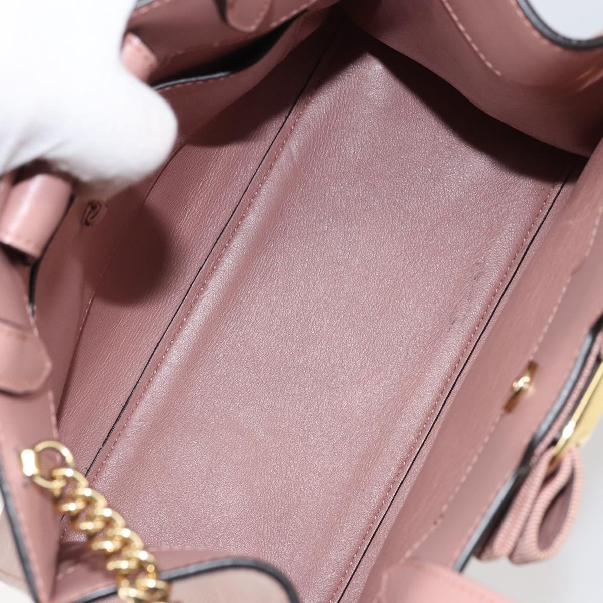 Salvatore Ferragamo Vala Hand Bag Leather 2way Pink Gold Auth ka1614