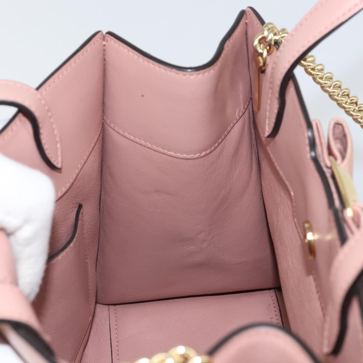 Salvatore Ferragamo Vala Hand Bag Leather 2way Pink Gold Auth ka1614